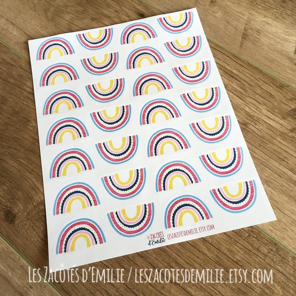 Autocollants ARC-EN-CIEL en papier - Les Zacôtés d’Emilie
