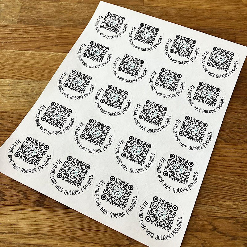 Autocollants en papier avec le code QR de votre site, vos réseaux sociaux - Les Zacôtés d’Emilie