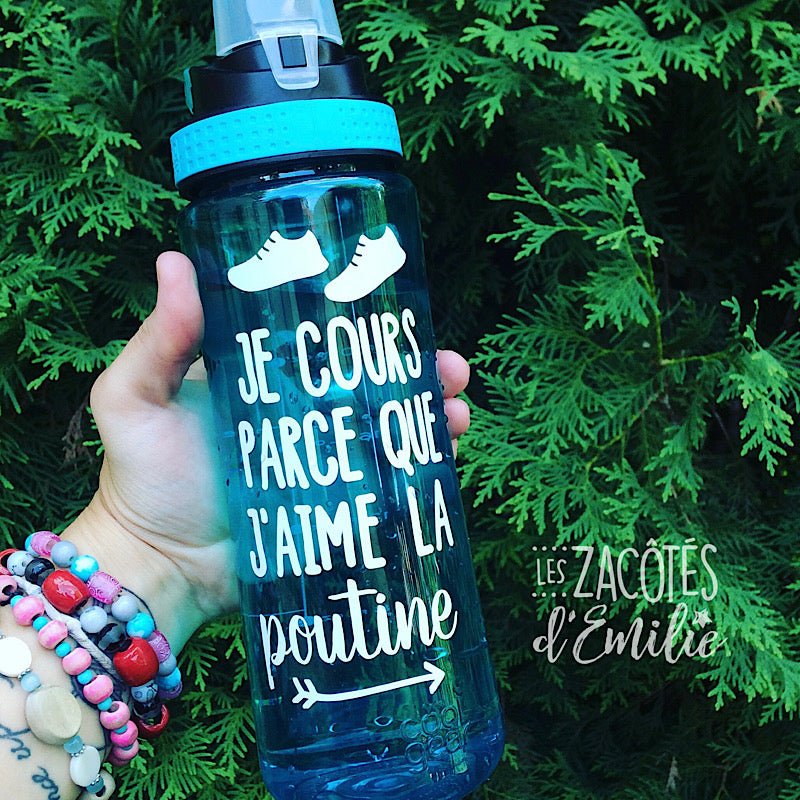 Décalque "Je cours parce que j'aime la poutine" - Les Zacôtés d’Emilie