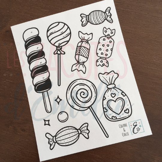 Lot d'autocollants BONBONS (set de 4 lots) - Les Zacôtés d’Emilie