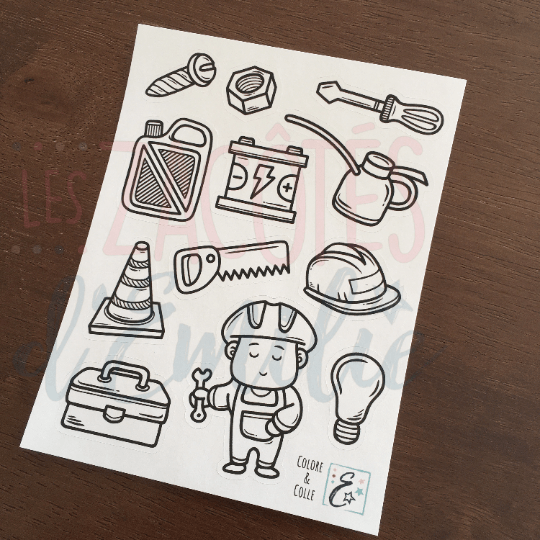 Lot d'autocollants CONSTRUCTION (set de 4 lots) - Les Zacôtés d’Emilie