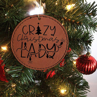 Ornement rond en cuir « Crazy Christmas Lady » - Les Zacôtés d’Emilie