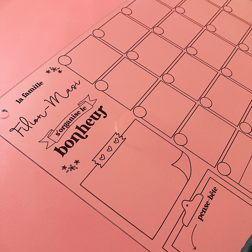 Calendrier mural en acrylique