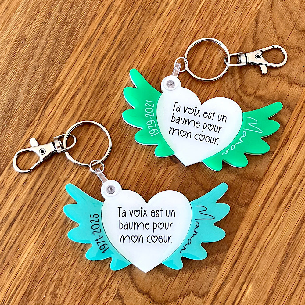 Porte-clé avec message audio ou vidéo d'un défunt