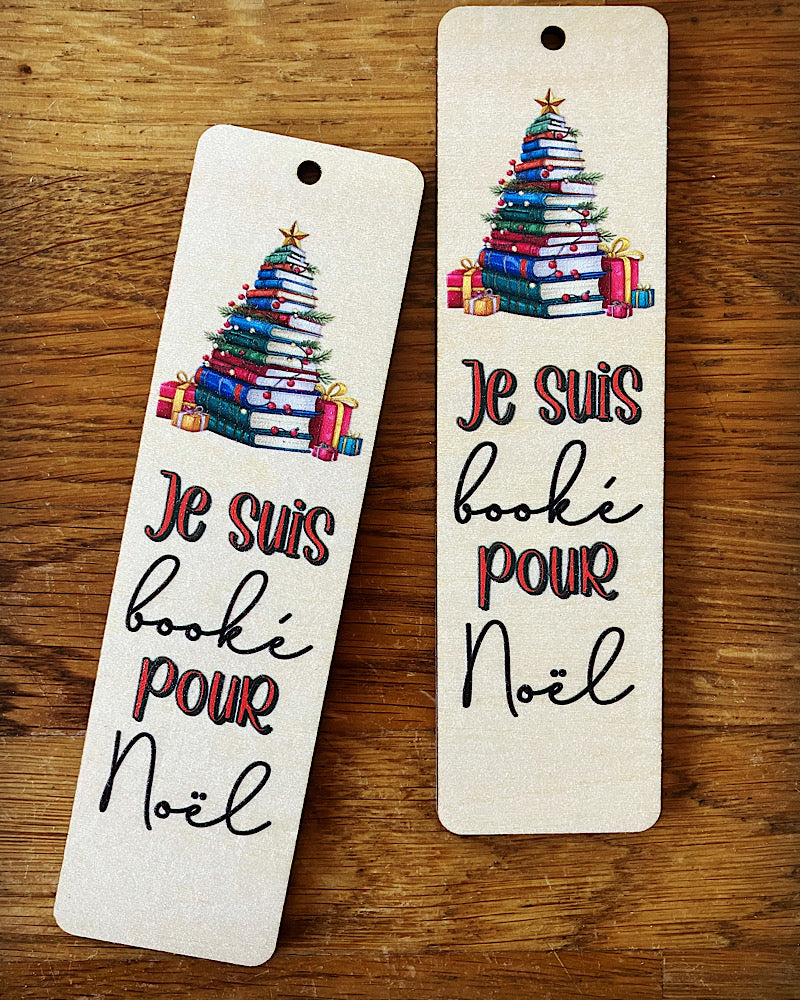 Signet en bois « Je suis booké pour Noël »