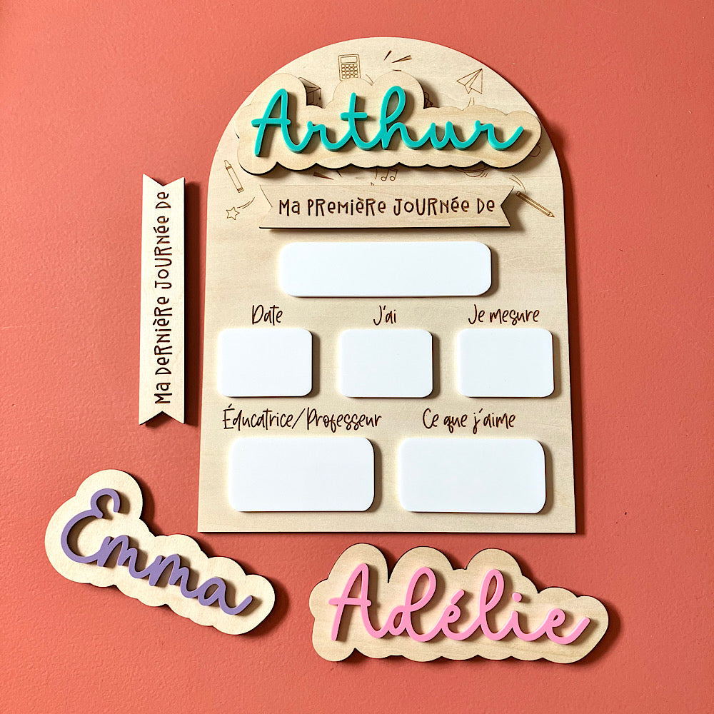 Tableau pour première journée d'école