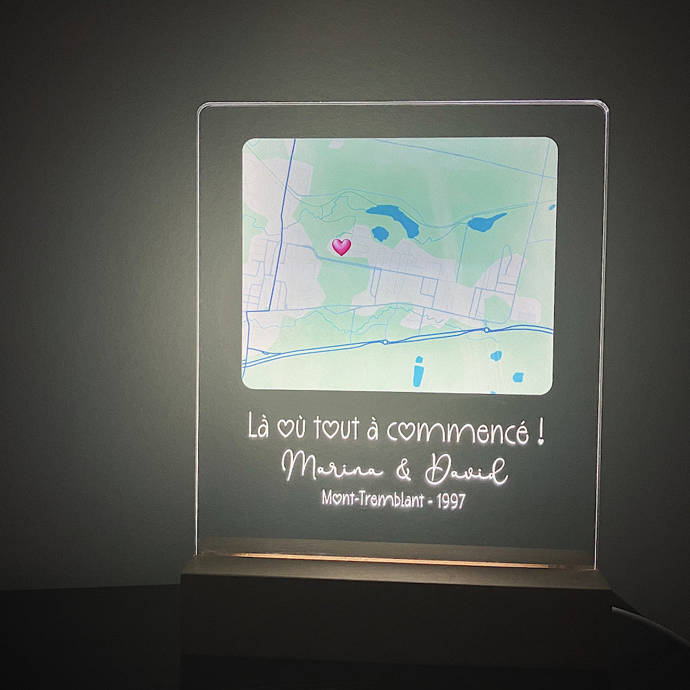 Plaquette lumineuse avec map