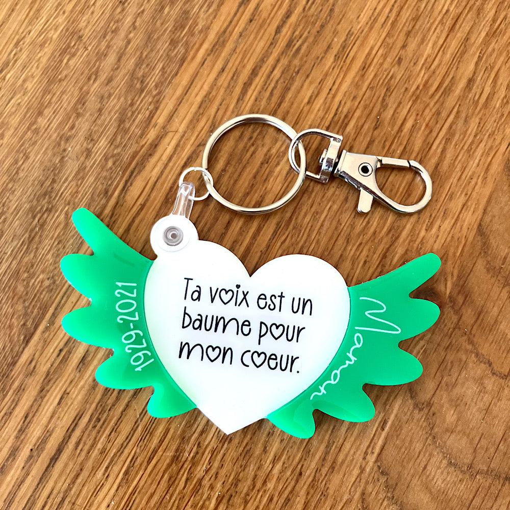 Porte-clé avec message audio ou vidéo d'un défunt