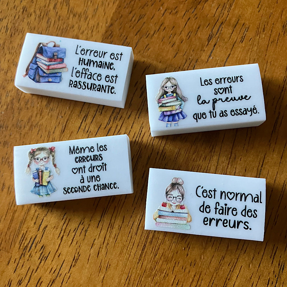Lot de 4 gommes à effacer (fille)
