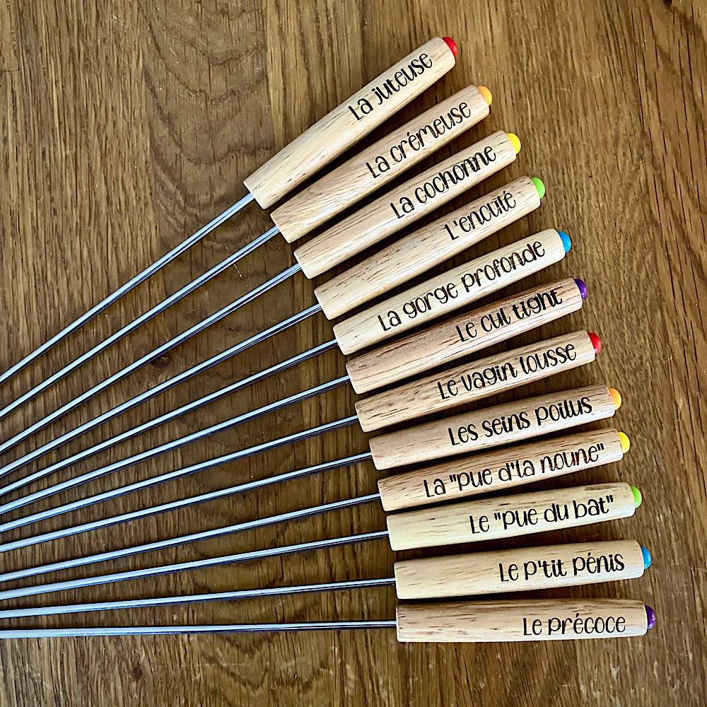 Lot de 12 fourchettes à fondue coquines