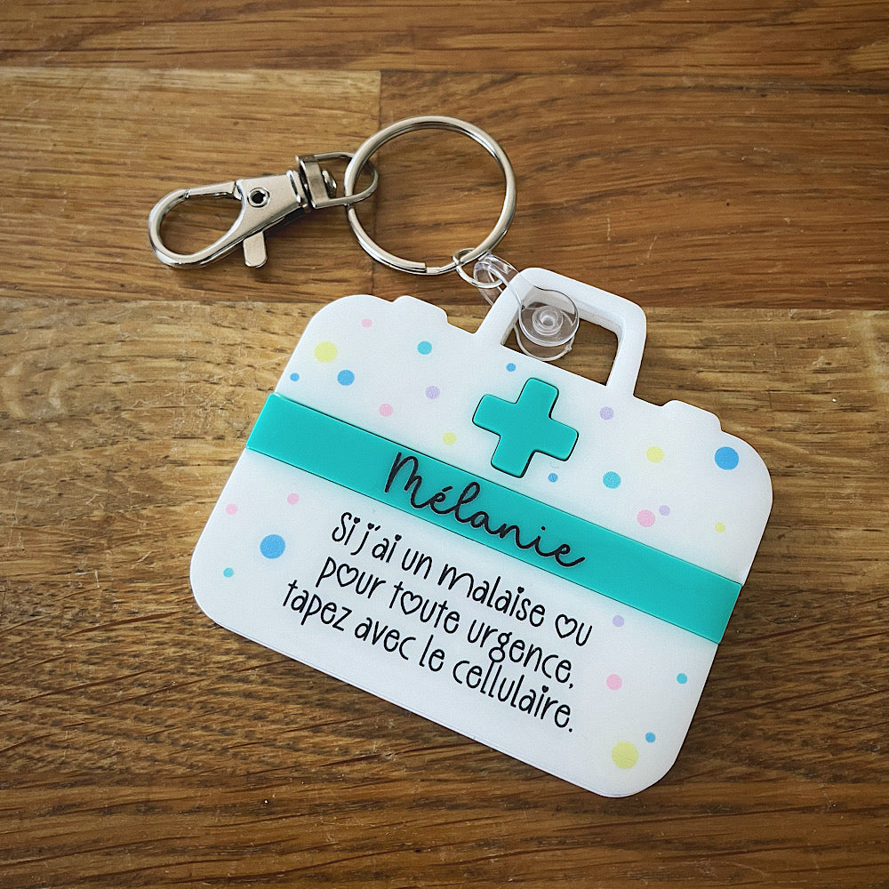 Porte-clé trousse de premiers soins pour numéro d'urgence