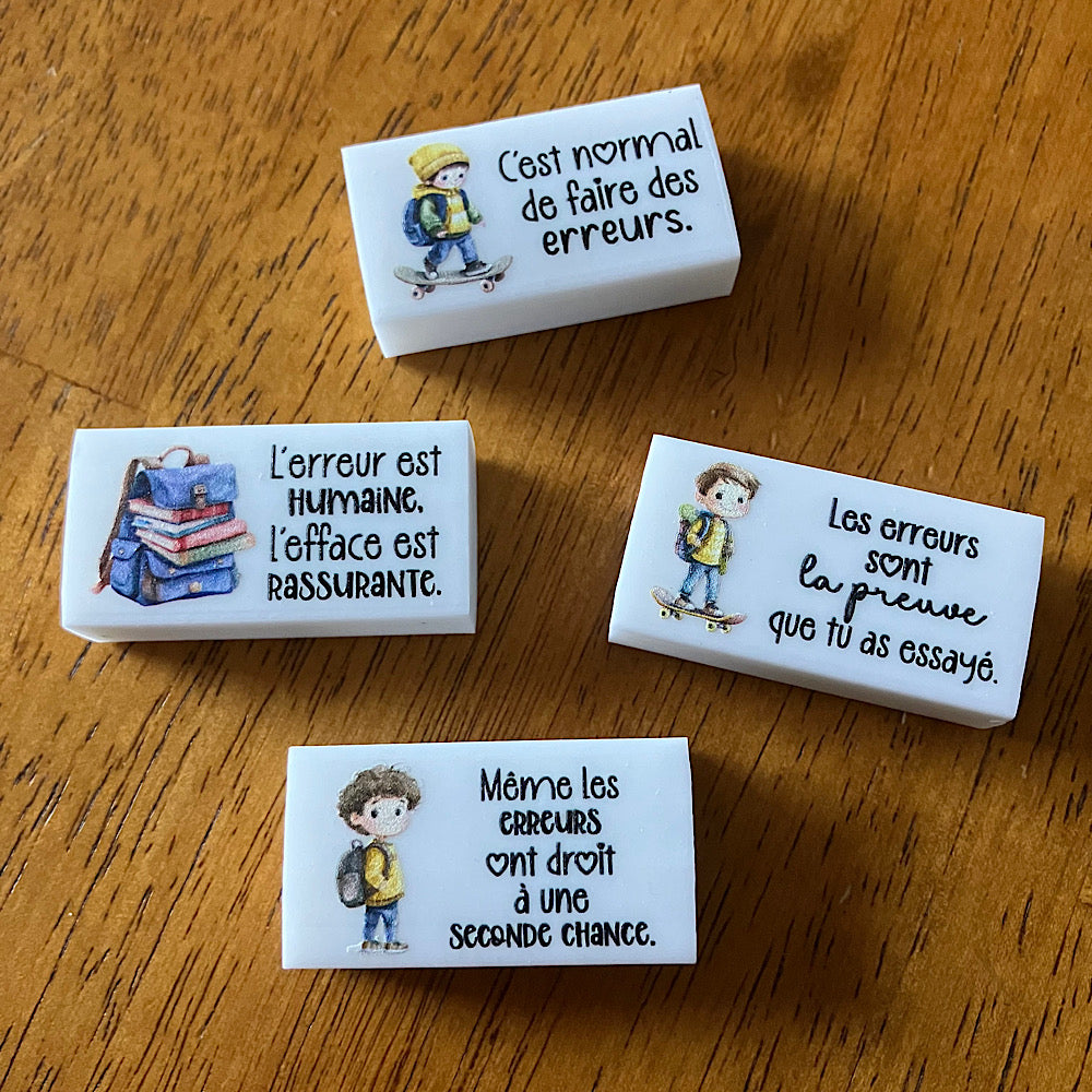 Lot de 4 gommes à effacer (garçon)