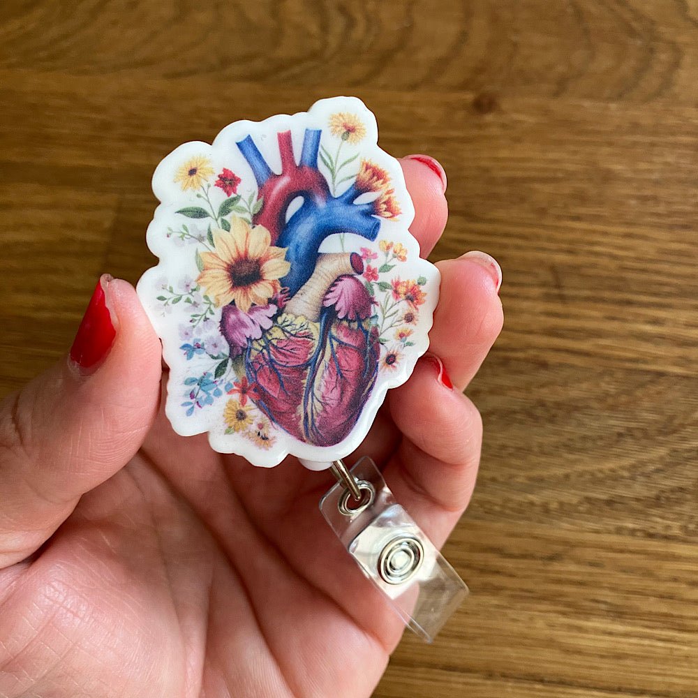 Bobine rétractable au design d'un coeur floral - Les Zacôtés d’Emilie