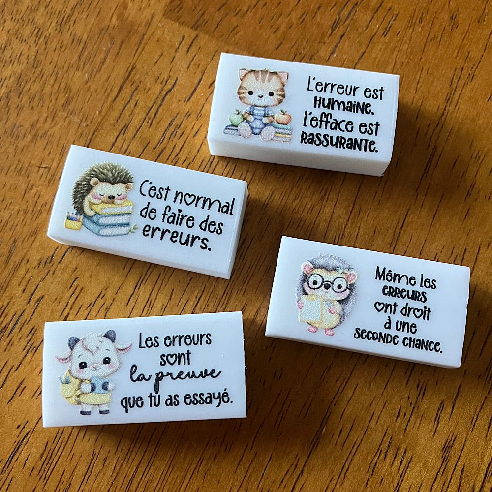 Lot de 4 gommes à effacer (animaux) - Les Zacôtés d’Emilie