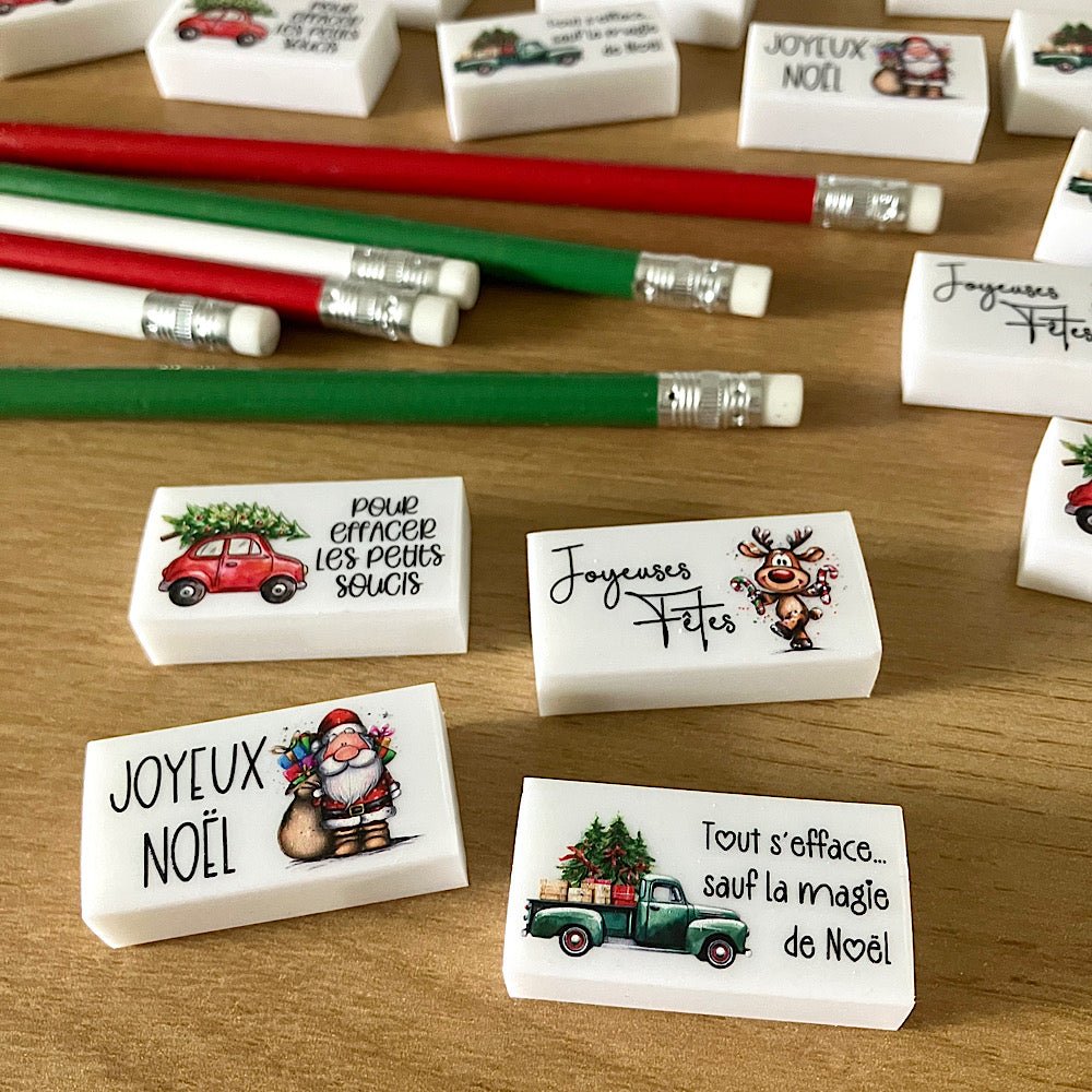 Lot de 4 gommes à effacer (Noël) - Les Zacôtés d’Emilie