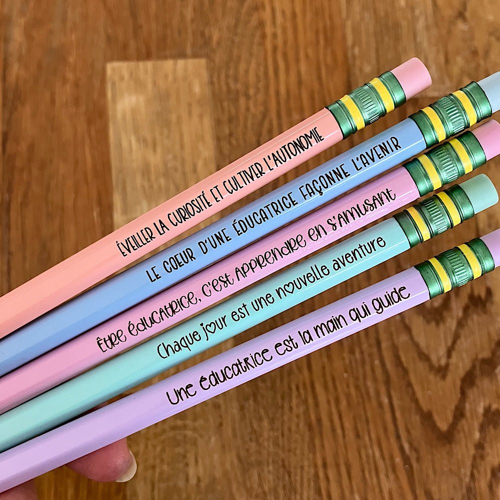 Lot de 5 crayons de plomb pour les éducatrices - Les Zacôtés d’Emilie