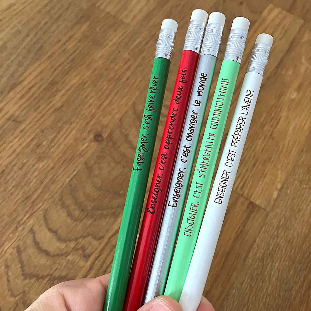 Lot de 5 crayons de plomb pour les professeurs - Les Zacôtés d’Emilie