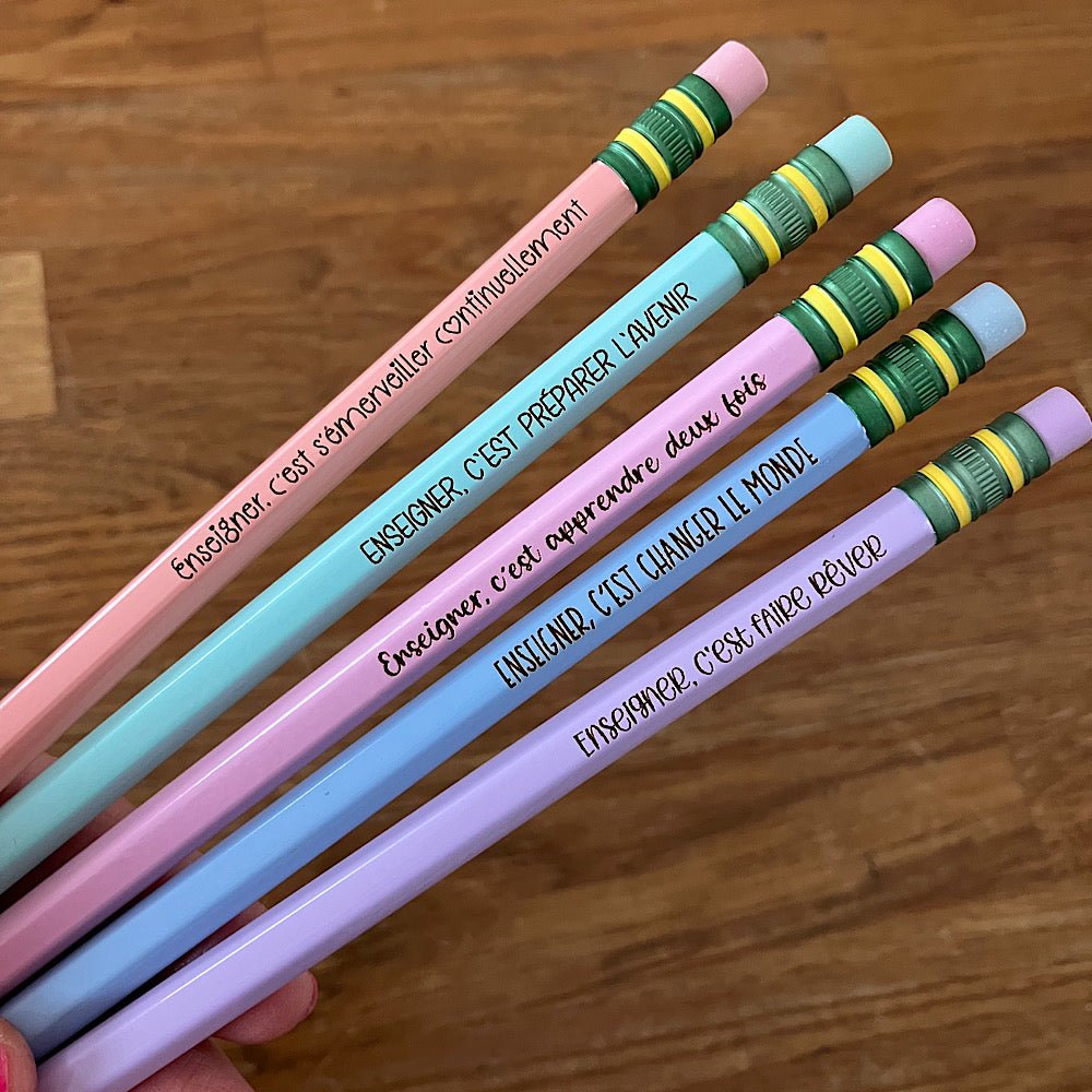 Lot de 5 crayons de plomb pour les professeurs - Les Zacôtés d’Emilie