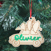 Ornement en bois à peindre: Voiture de Noël - Les Zacôtés d’Emilie