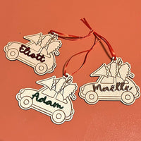 Ornement en bois à peindre: Voiture de Noël - Les Zacôtés d’Emilie