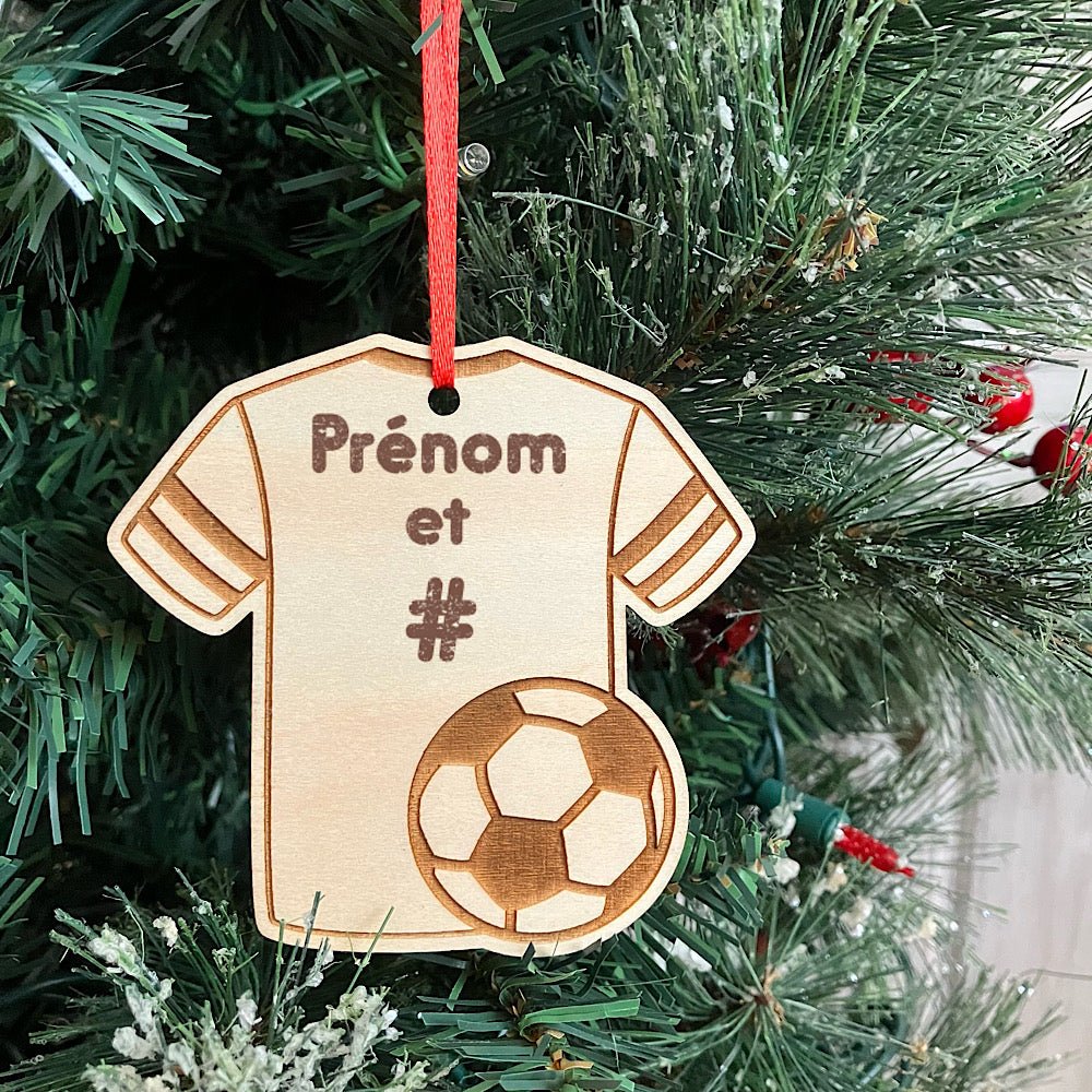 Ornement en bois: Chandail de Soccer - Les Zacôtés d’Emilie