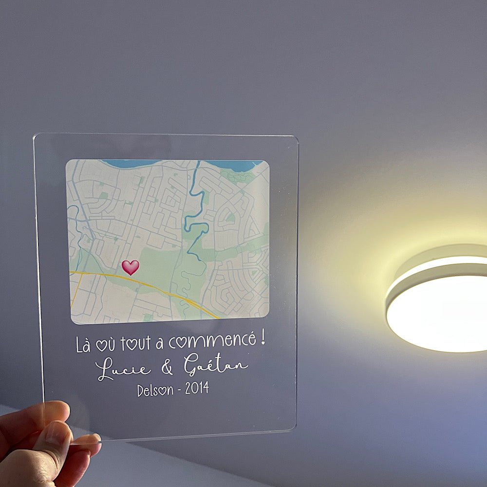 Plaquette lumineuse avec map - Les Zacôtés d’Emilie