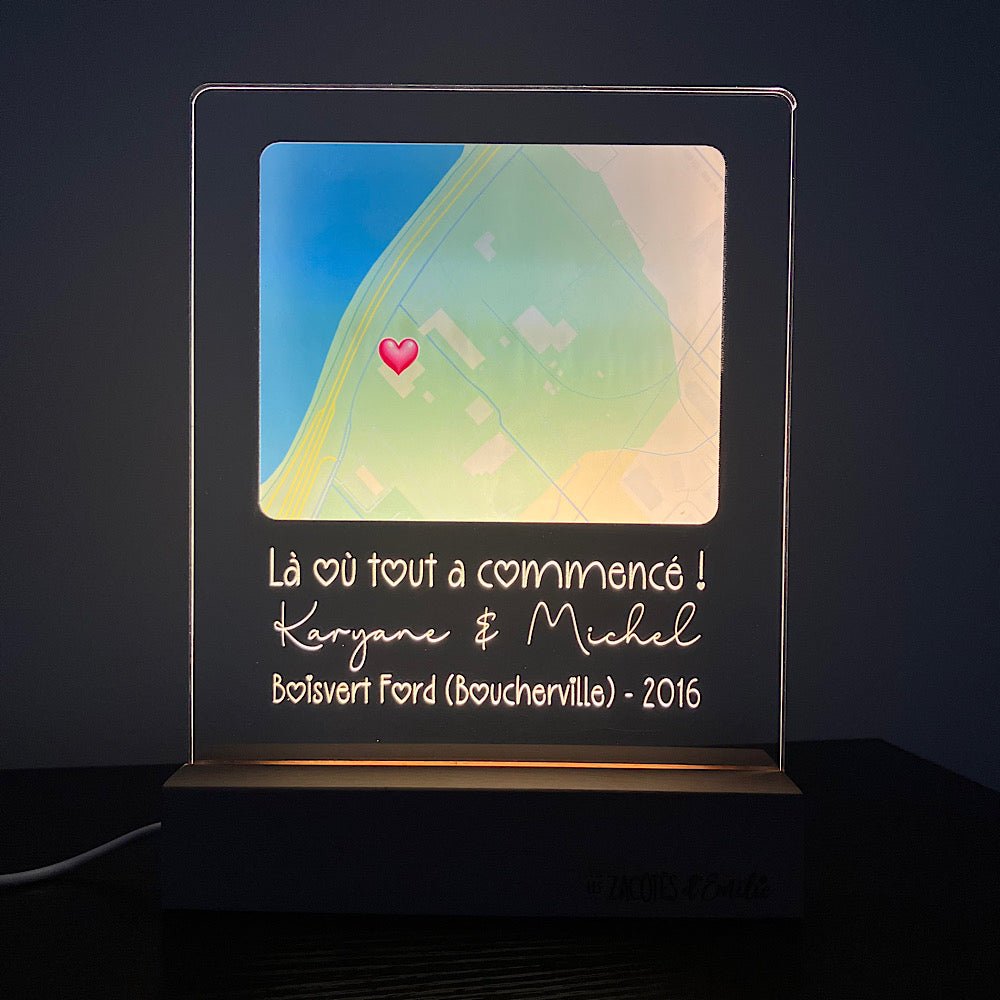 Plaquette lumineuse avec map - Les Zacôtés d’Emilie