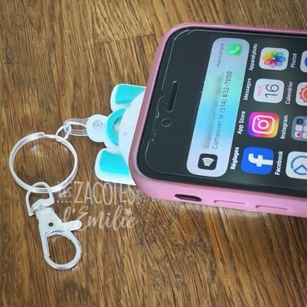 Porte - clé sac à dos avec prénom et numéro d'urgence - Les Zacôtés d’Emilie