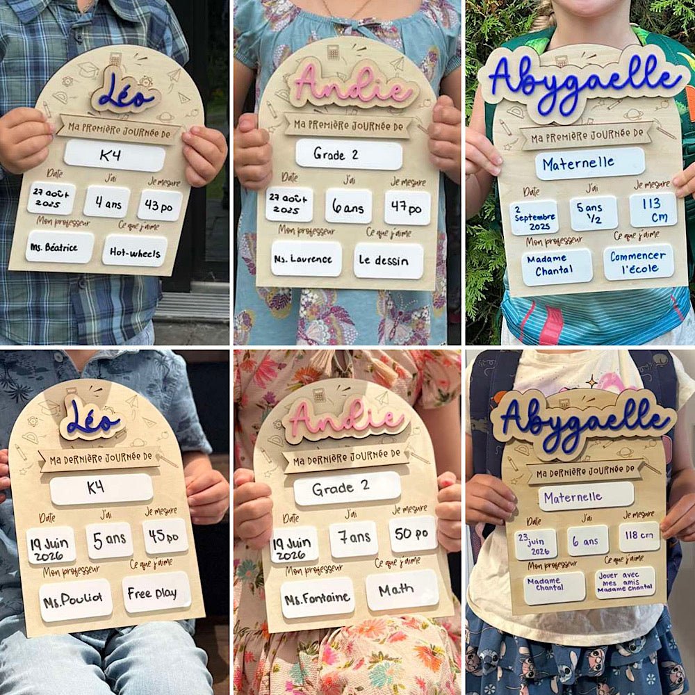 Tableau pour première journée d'école - Les Zacôtés d’Emilie