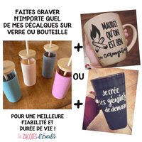 Verre avec manchon en silicone et gravure d'un de mes décalques - Les Zacôtés d’Emilie