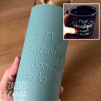 Verre avec manchon en silicone et gravure d'un de mes décalques - Les Zacôtés d’Emilie
