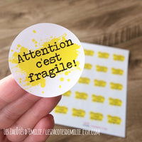 Autocollants en papier "Attention c'est fragile" - Les Zacôtés d’Emilie