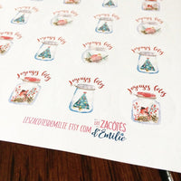 Autocollants en papier "Joyeuses fêtes" avec bocaux - Les Zacôtés d’Emilie