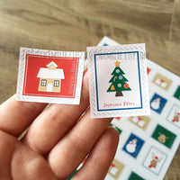 Autocollants en papier "Joyeuses fêtes" en forme de timbres - Les Zacôtés d’Emilie