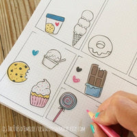Lot d'autocollants à colorier de crème glacée et sucreries - Les Zacôtés d’Emilie