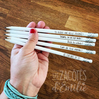 Lot de 5 crayons de plomb aux phrases encourageantes et positives - Les Zacôtés d’Emilie