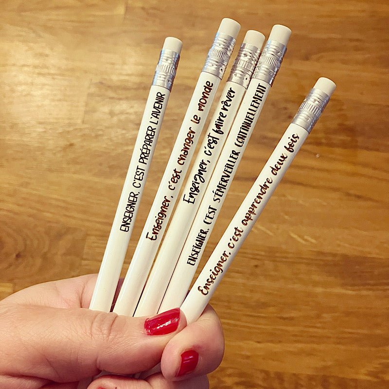 Lot de 5 crayons de plomb pour les professeurs - Les Zacôtés d’Emilie