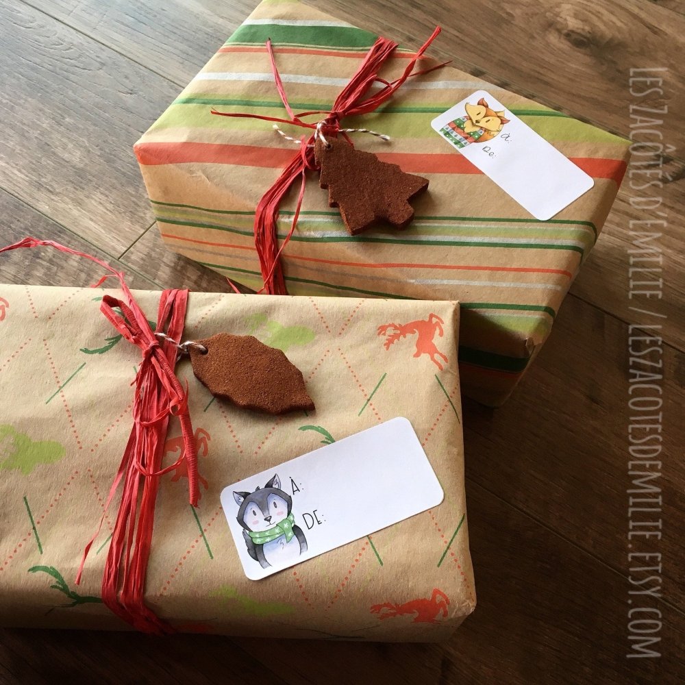 Lot d'étiquettes autocollantes de Noël pour les cadeaux (version couleur) - Les Zacôtés d’Emilie