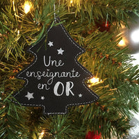 Ornement en cuir « Une éducatrice en OR » en forme de sapin - Les Zacôtés d’Emilie