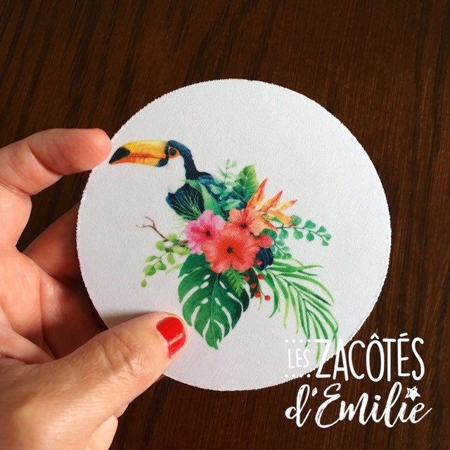 Lot De 4 Sous-verres Absorbants En Verre Teinté – Motif Chouette Bleu Clair, Diamètre 10,2 Cm (céramique + Liège) - 3